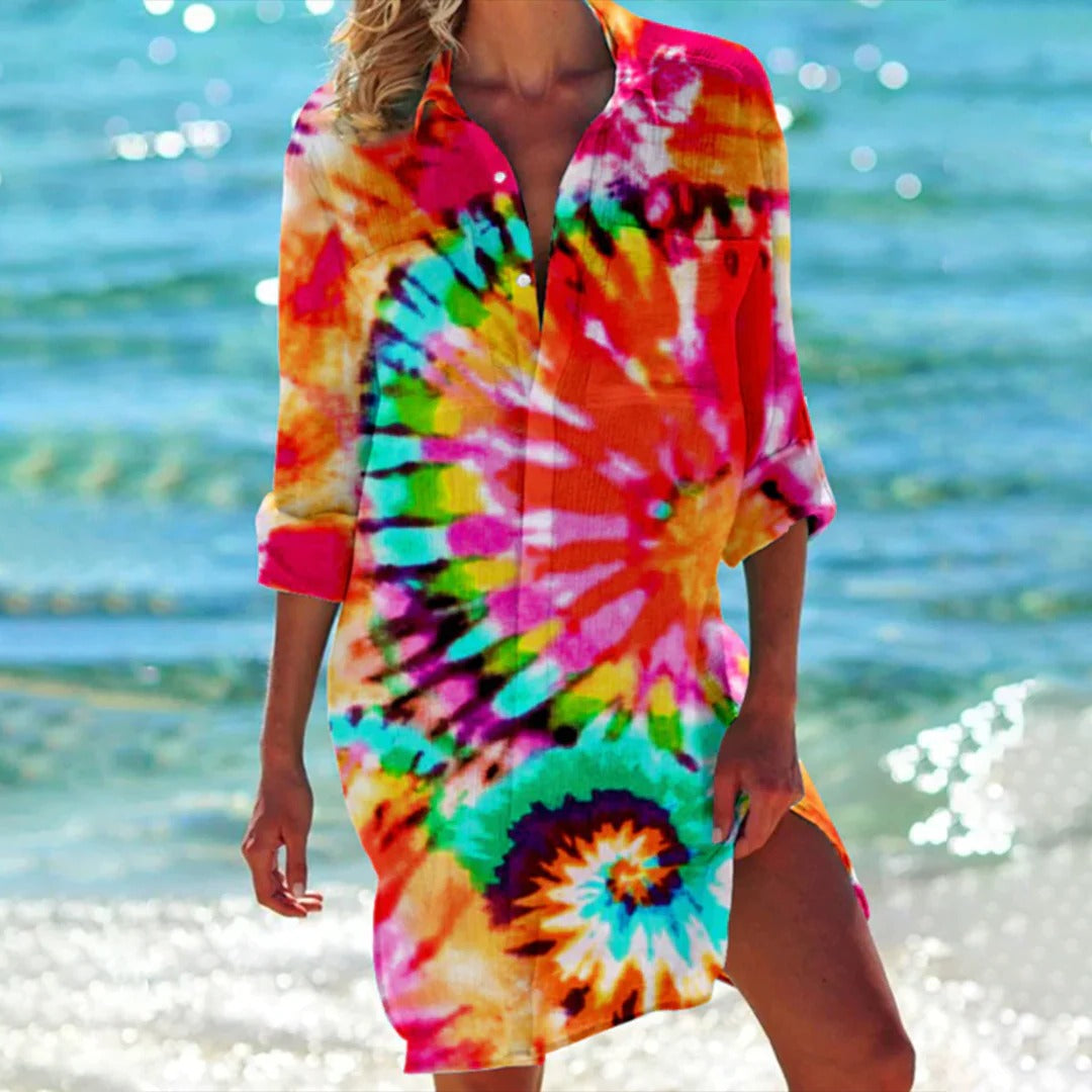 Lola | Women’s Printed Beach Cover-Up with Roll-Up Sleeves