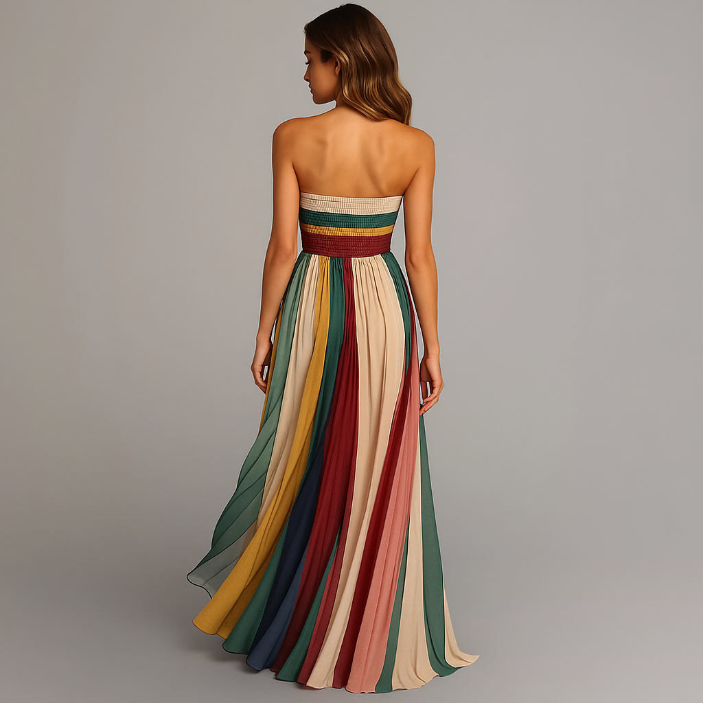 Judith | Women’s Strapless Maxi Dress with Pleats