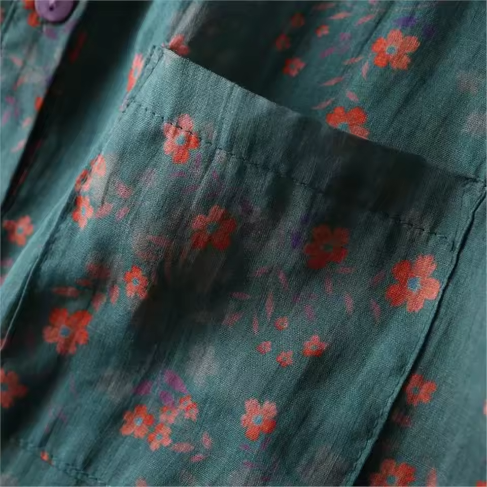 Annette | Women’s Floral Half-Placket Shirt with Lightweight Breathability
