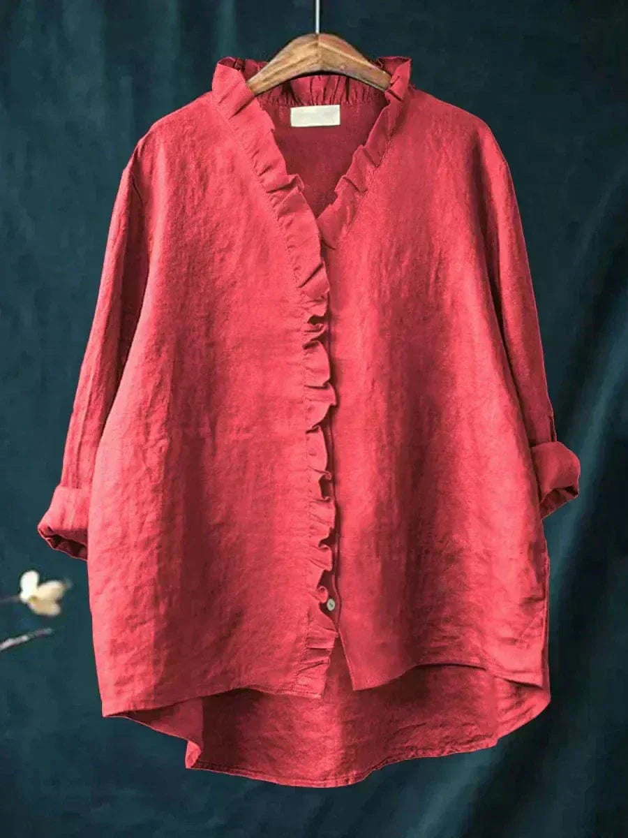 Perla | Women’s Timeless Blouse with Ruffle Front