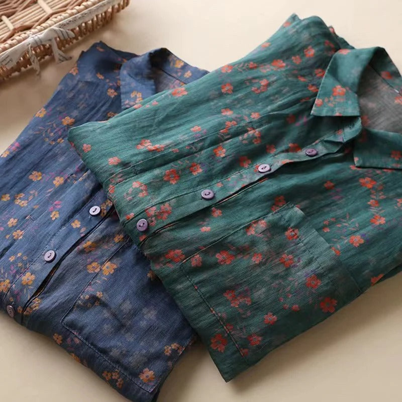 Annette | Women’s Floral Half-Placket Shirt with Lightweight Breathability