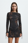 Imogen Aldridge | Mesh Leopard Print Long Sleeve Mini Dress For Women