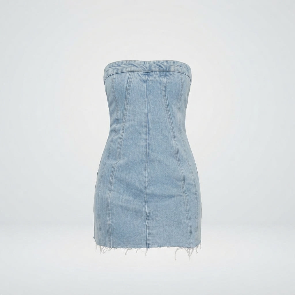 Imogen Baxter | Strapless Denim Mini Dress For Women