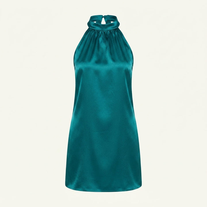 Imogen Walker | Satin Halter-Neck Midi Dress For Women