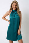 Imogen Walker | Satin Halter-Neck Midi Dress For Women