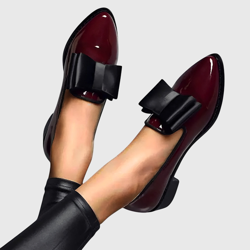 Imogen | Women’s Bow Pointed Loafers with Bow Detail