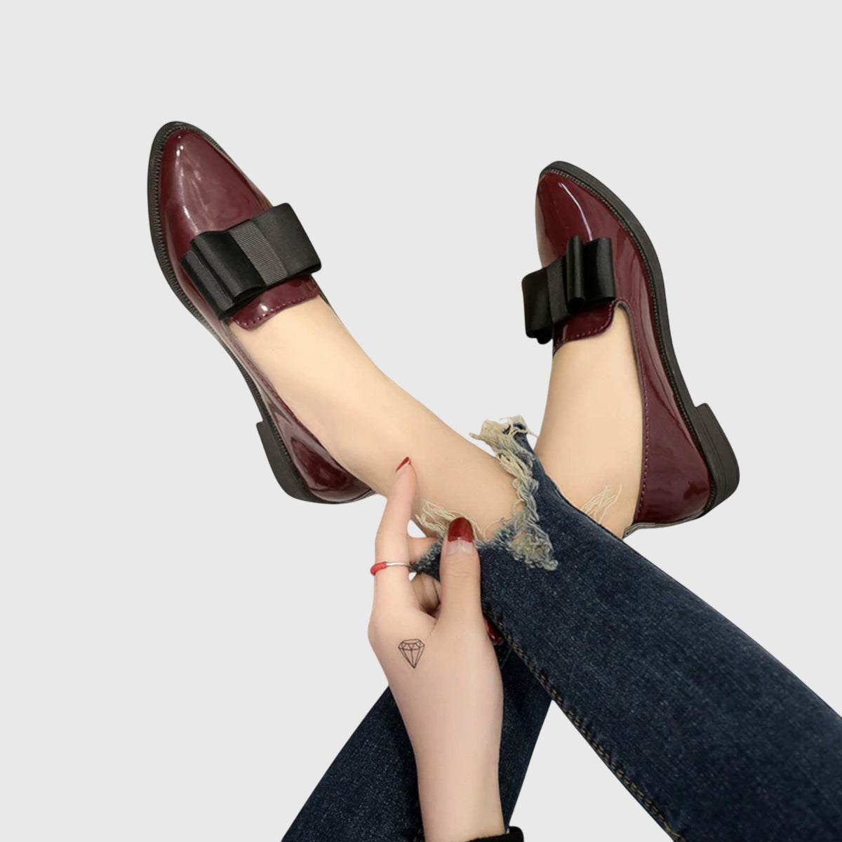 Imogen | Women’s Bow Pointed Loafers with Bow Detail