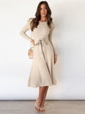 Imogen | Women’s Long Sleeve Midi Dress with Belt