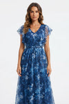 Isabella Reeves | Floral Graduation Dress With Tulle Overlay For Women