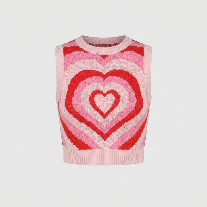 Isabella Turner | Heart Print Knit Tank Top For Women