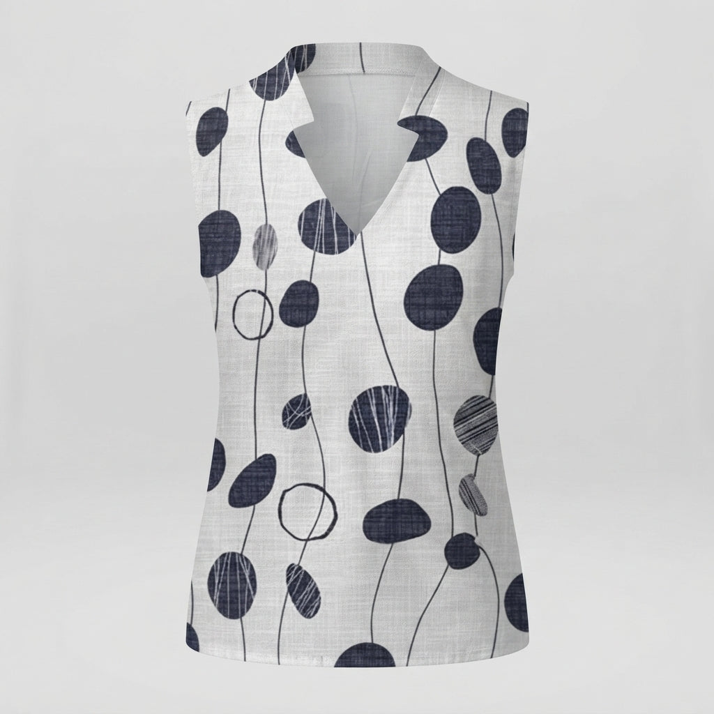 Isabelle Harris | Printed V-Neck Sleeveless Blouse For Women