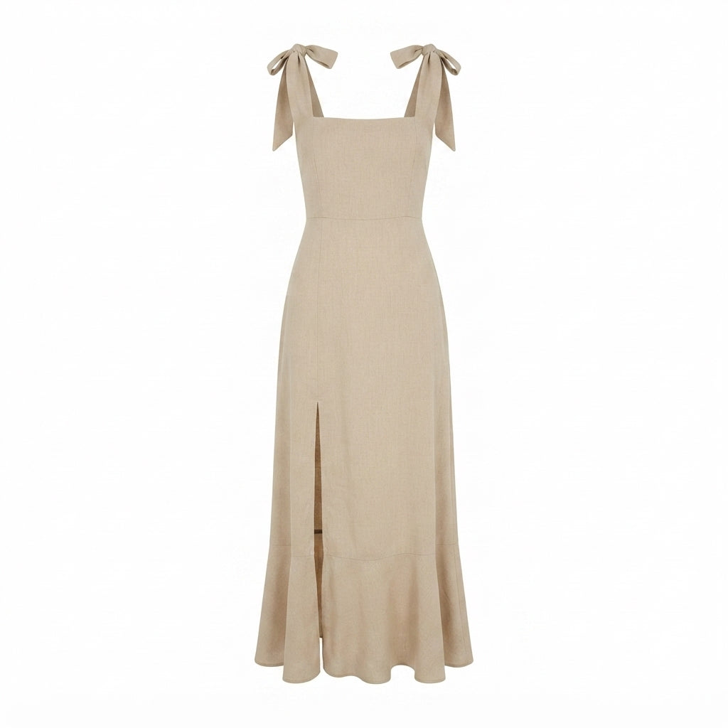 Isabelle Ryan | Ruffled Summer Dress With Lace-Up Detail For Women