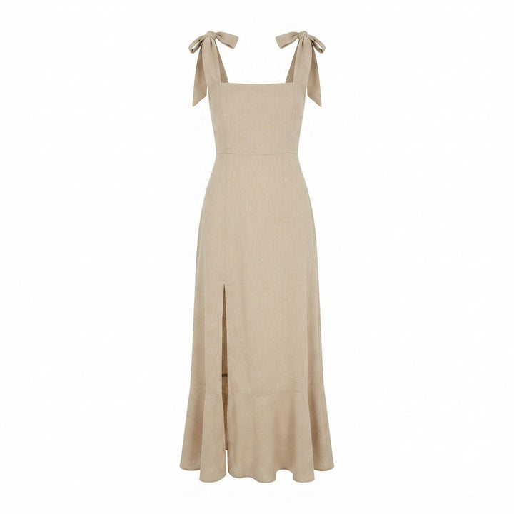 Isabelle Ryan | Ruffled Summer Dress With Lace-Up Detail For Women