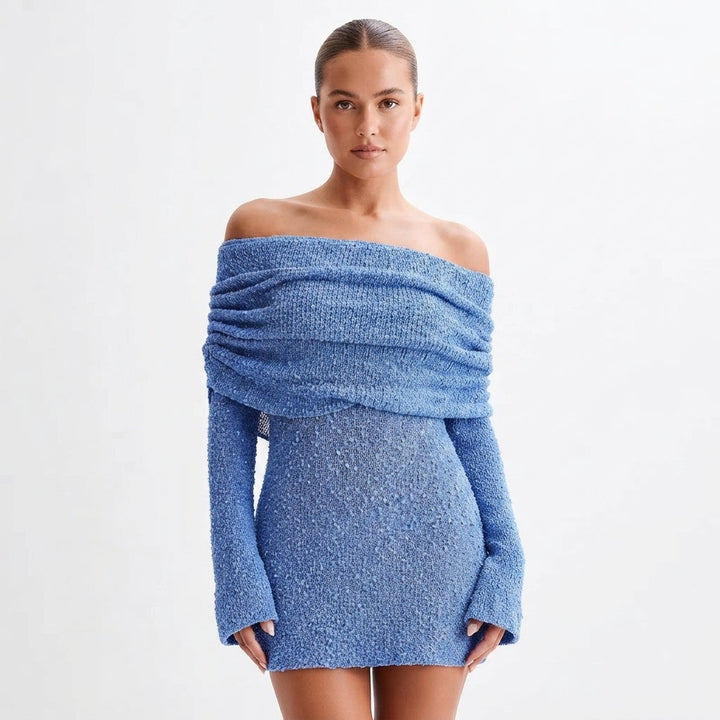 Isla Kelly | Off-Shoulder Knit Mini Dress For Women