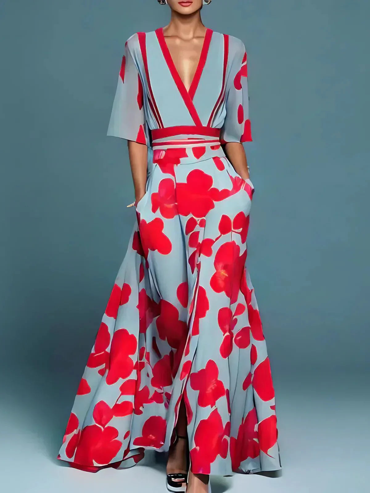 Jade | Women’s Elegant Maxi Dress with Flower Pattern