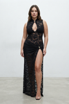 Jade Morrison | Sleeveless Lace Slit Evening Maxi Dress For Women