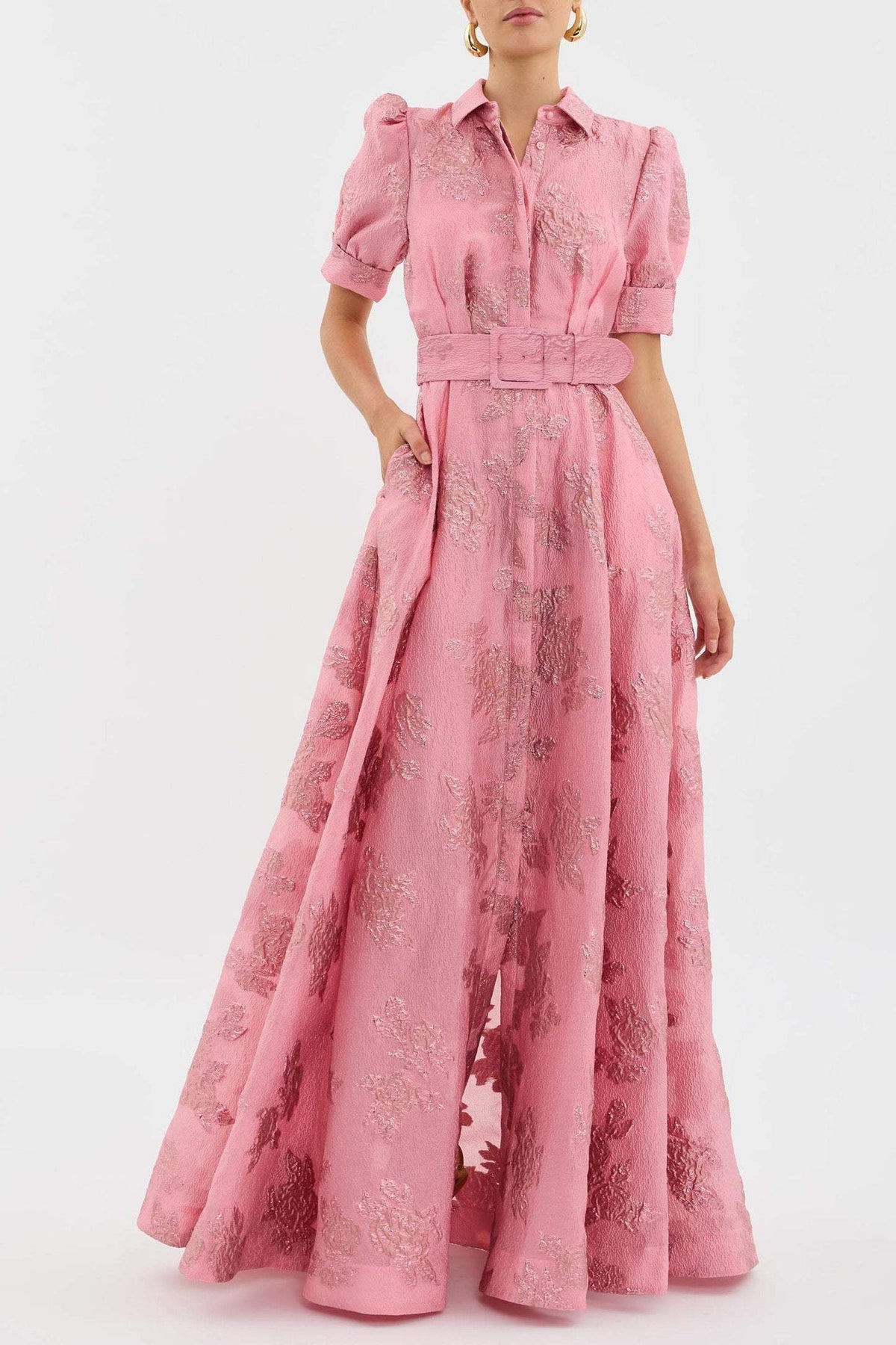 Celina | Women’s Short Puff Sleeve Dress with Belt
