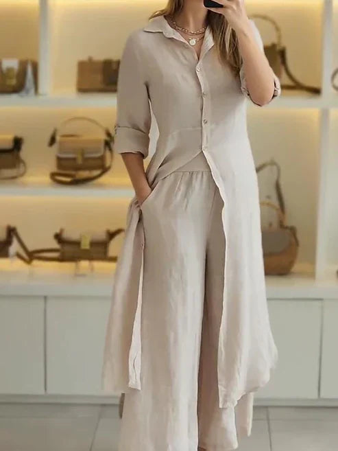 Lena | Women’s Two-Piece Shirt Set with Relaxed Fit