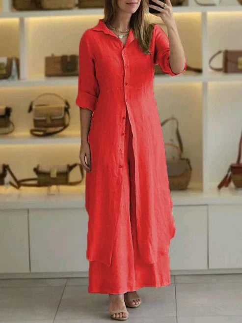 Lena | Women’s Two-Piece Shirt Set with Relaxed Fit