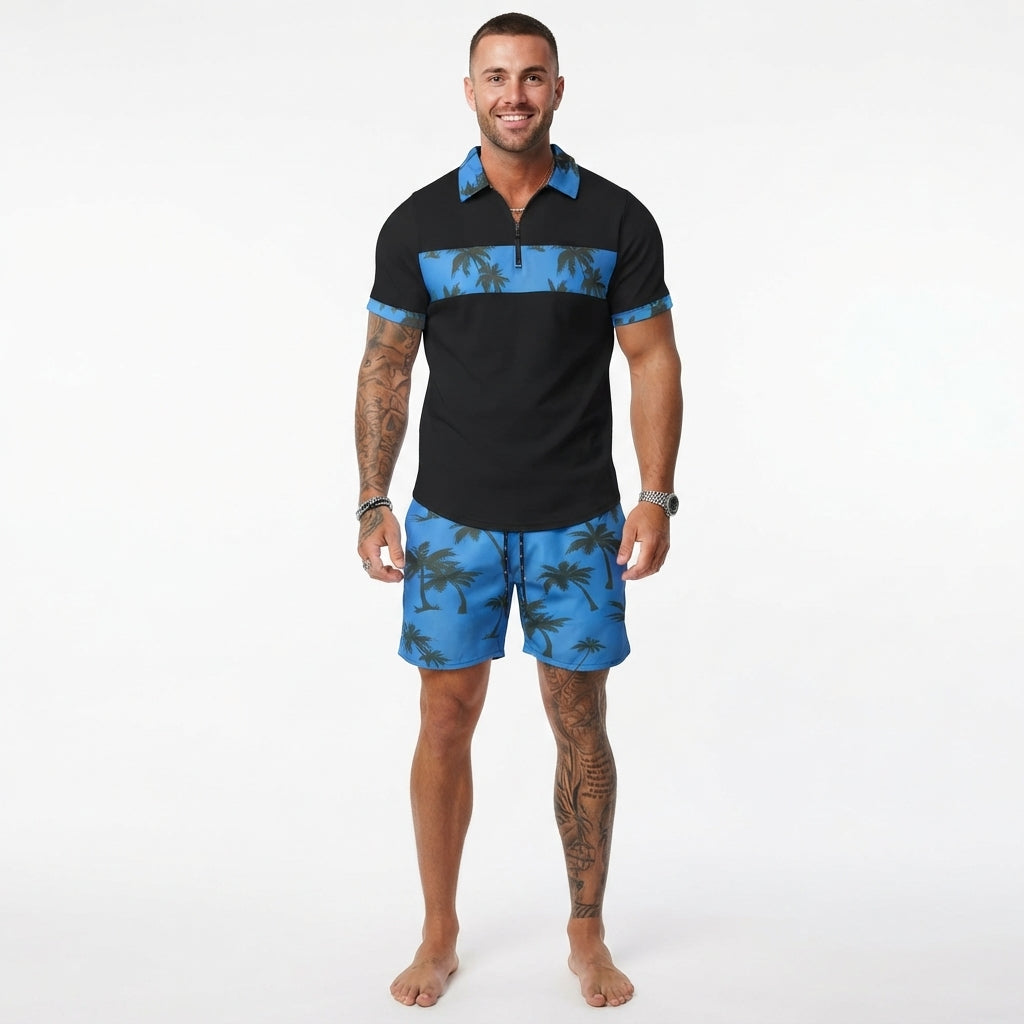 Kai Fairweather | Tropical Print Polo &amp; Shorts Set For Men