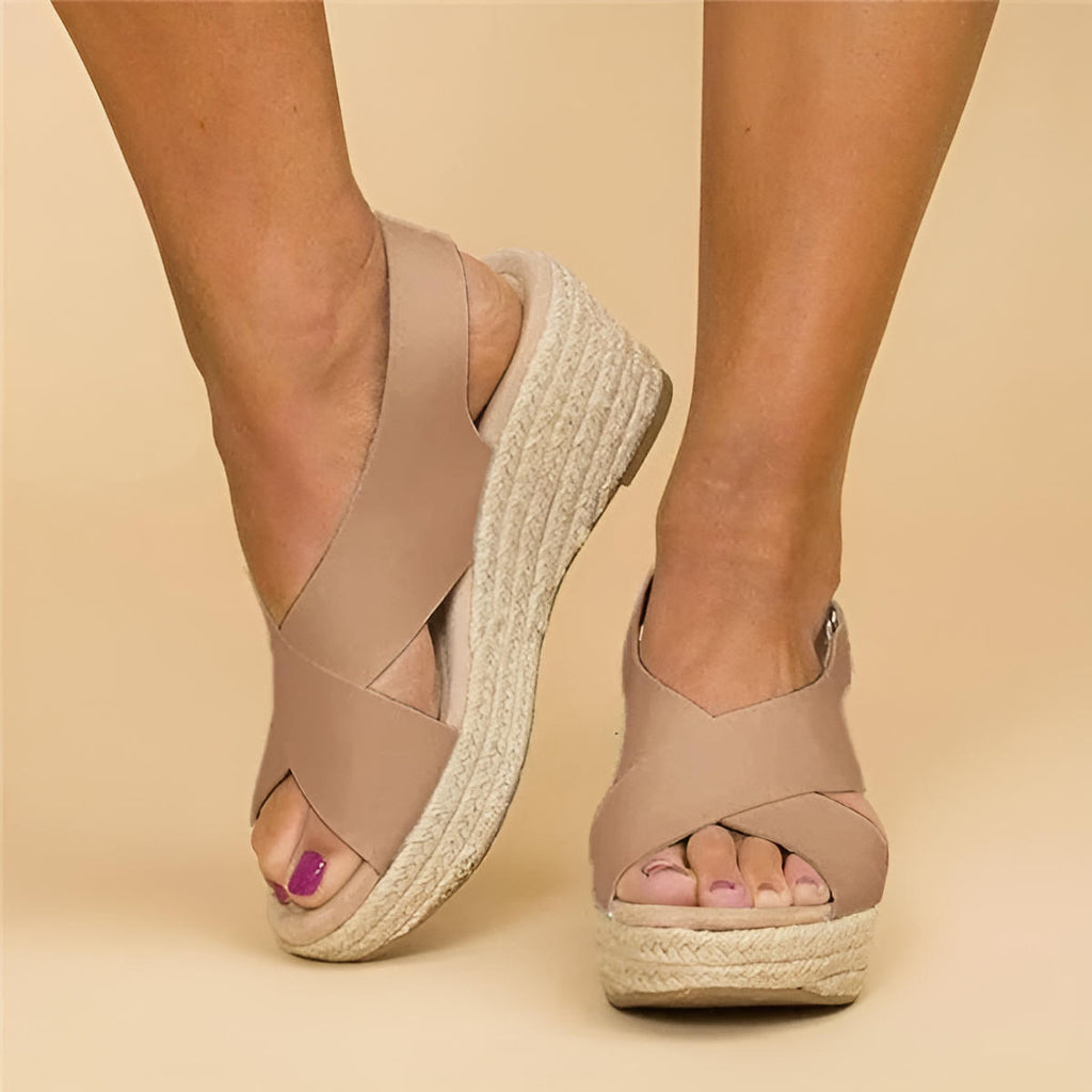 Carmen | Women’s Cross-Strap Espadrille Wedge with Open-Toe