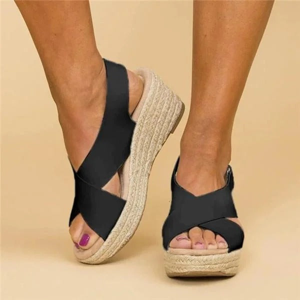 Carmen | Women’s Cross-Strap Espadrille Wedge with Open-Toe
