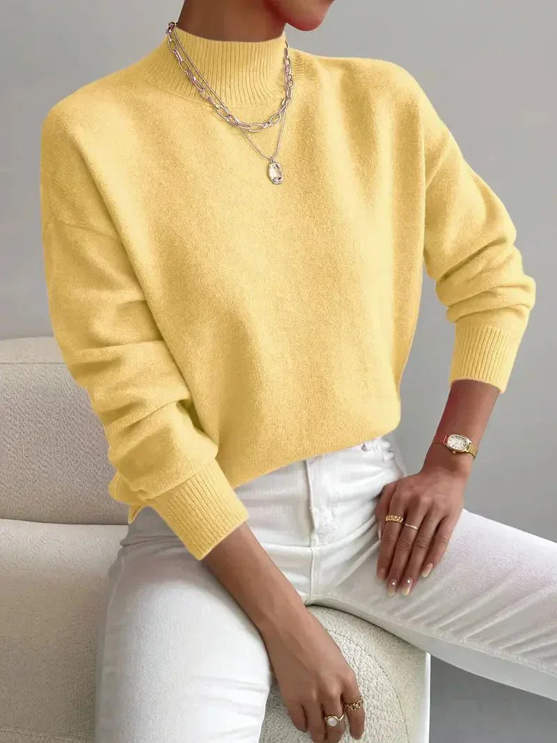 Kendra | Women’s Mock Neck Sweater with Ribbed Cuffs