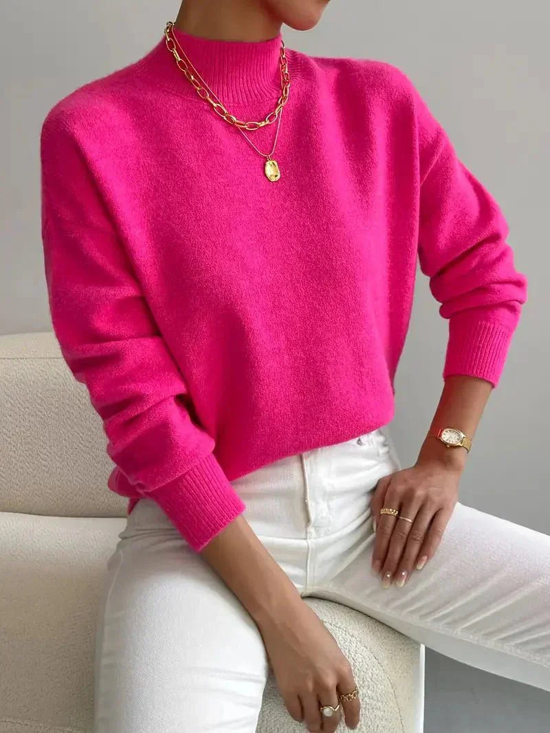 Kendra | Women’s Mock Neck Sweater with Ribbed Cuffs