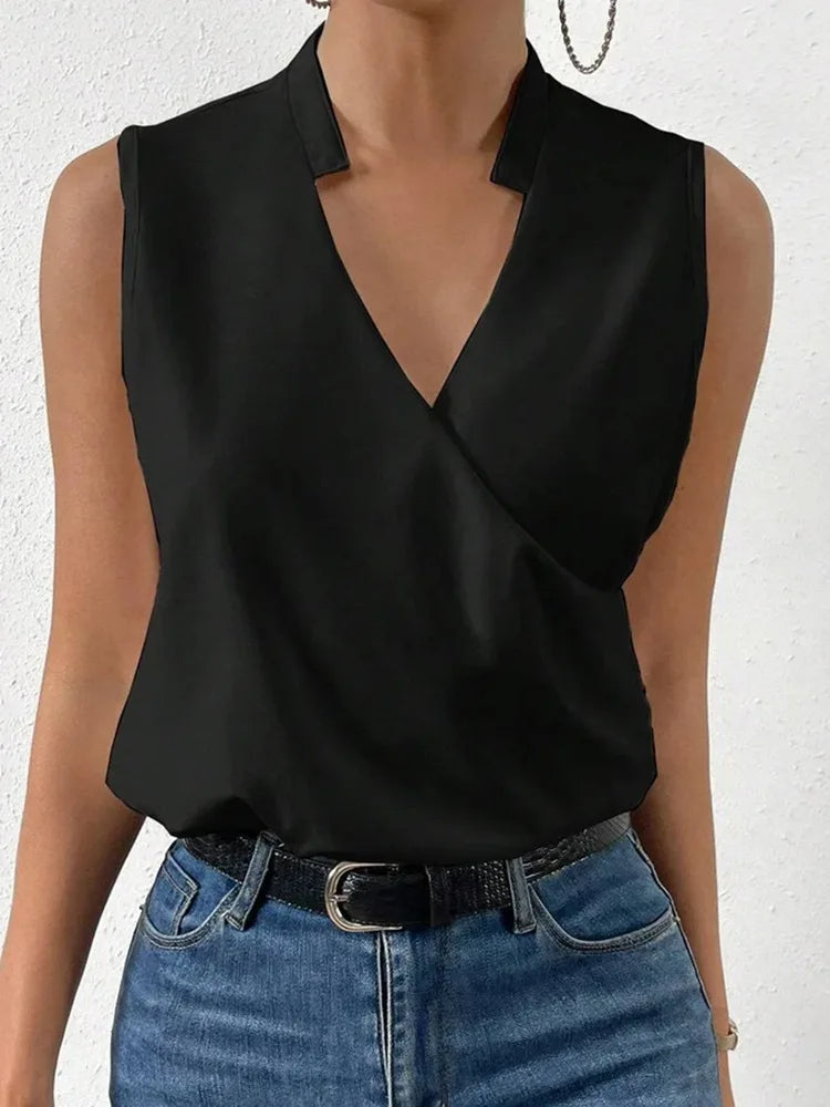 Kimara | Women’s Floral Sleeveless Blouse with V-Neck