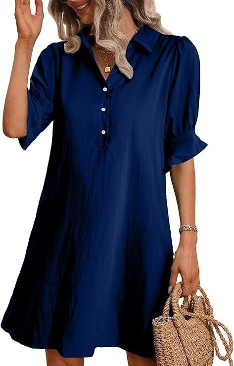 Ember | Women’s Collared Shirt Dress with Ruffle Sleeves