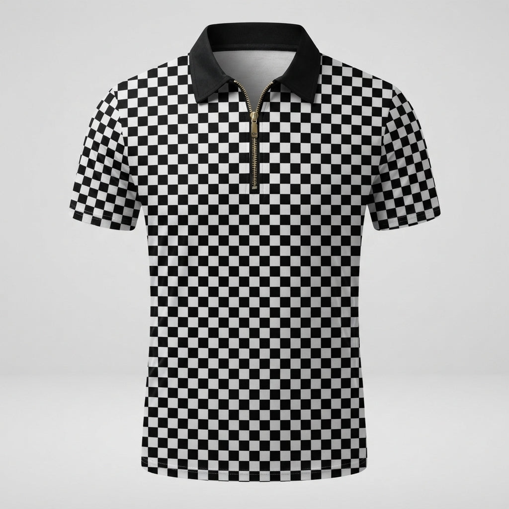 Lachlan Turner | Camo Print Zip Polo Shirt For Men
