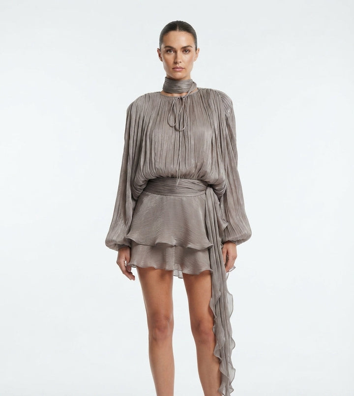 Lauren Murphy | Puff Sleeve Waist-Tie Mini Dress For Women