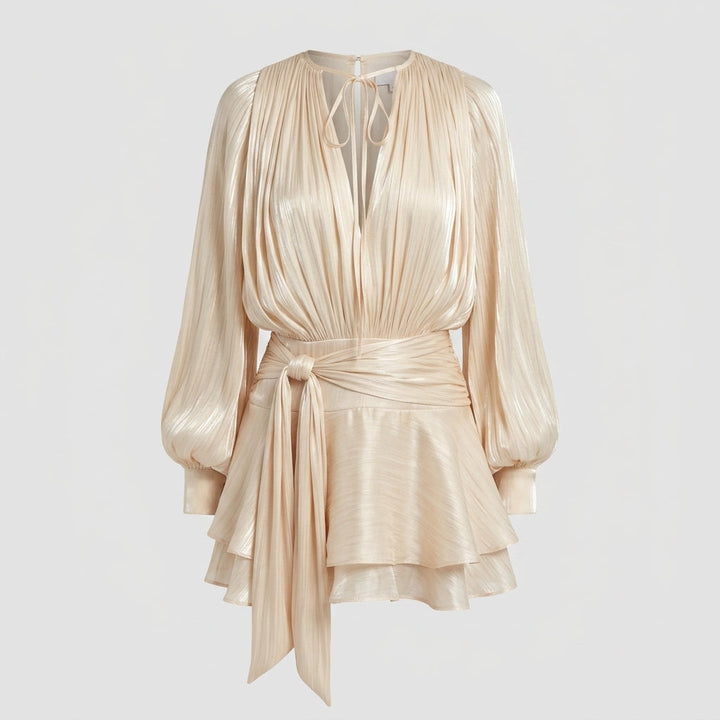 Lauren Murphy | Puff Sleeve Waist-Tie Mini Dress For Women