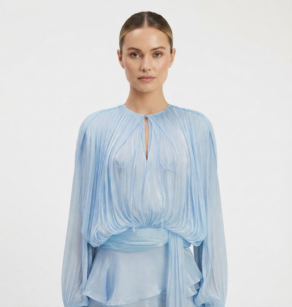 Lauren Murphy | Puff Sleeve Waist-Tie Mini Dress For Women