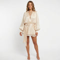 Lauren Murphy | Puff Sleeve Waist-Tie Mini Dress For Women