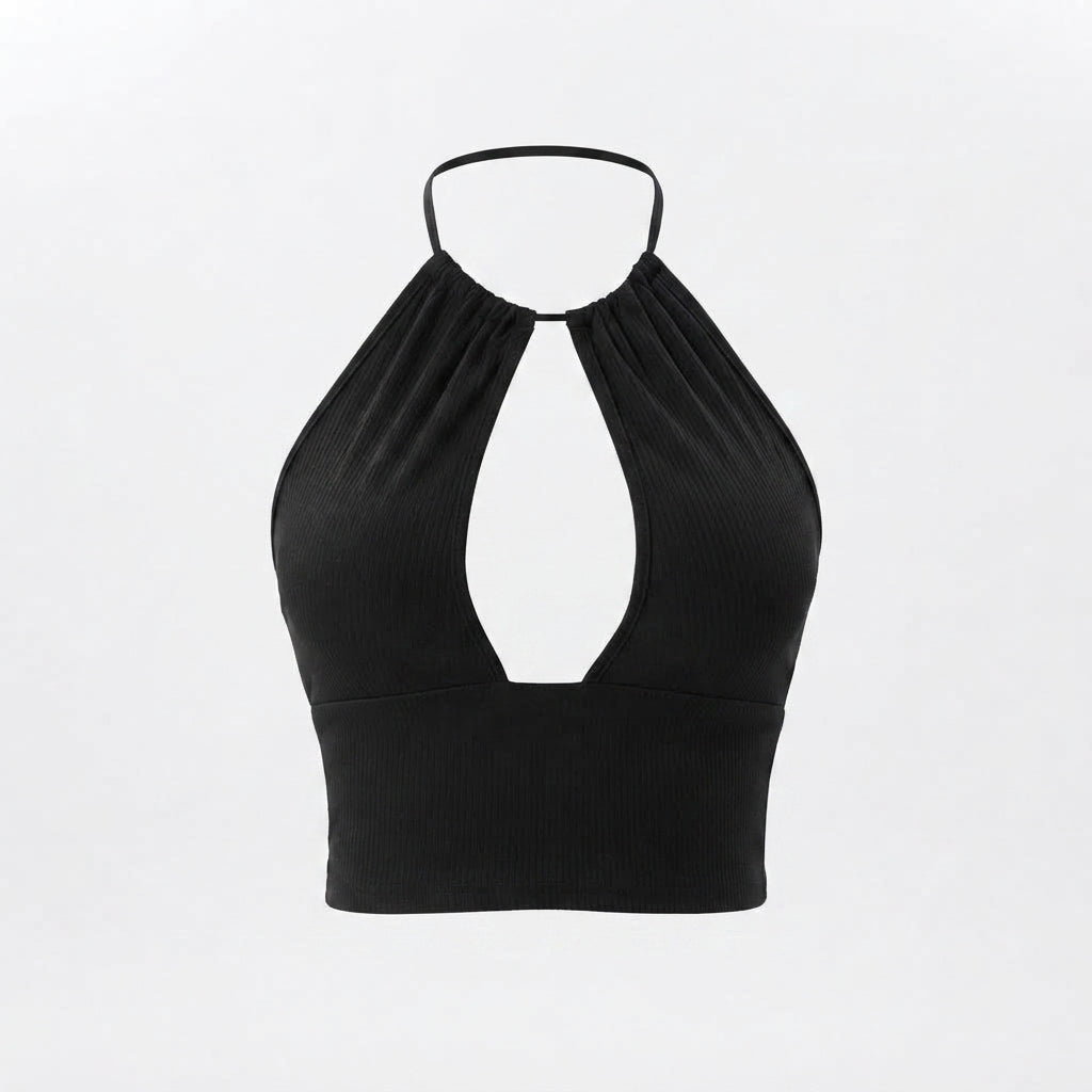 Lauren Smith | Halter Cutout Crop Top For Women