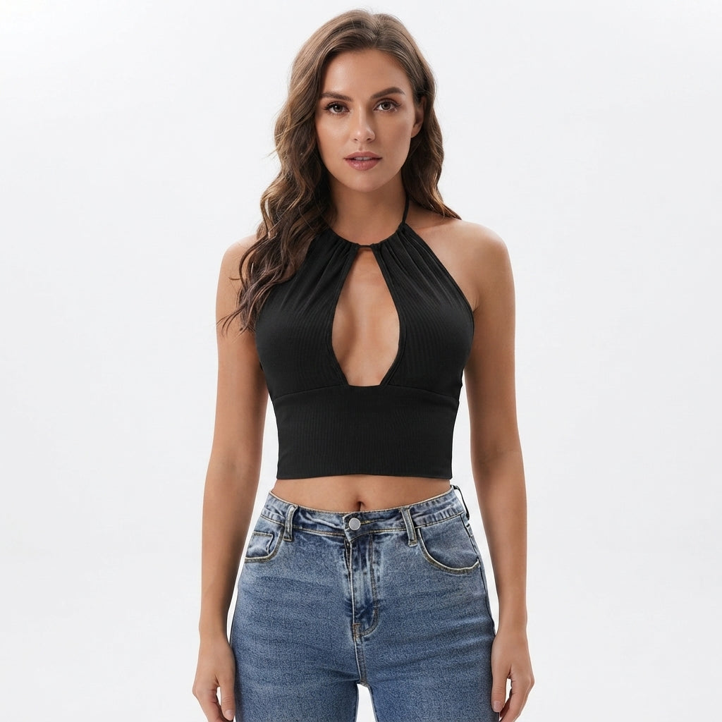 Lauren Smith | Halter Cutout Crop Top For Women