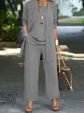 Lavender | Women’s Lavender Three-Piece Set with Round Neck