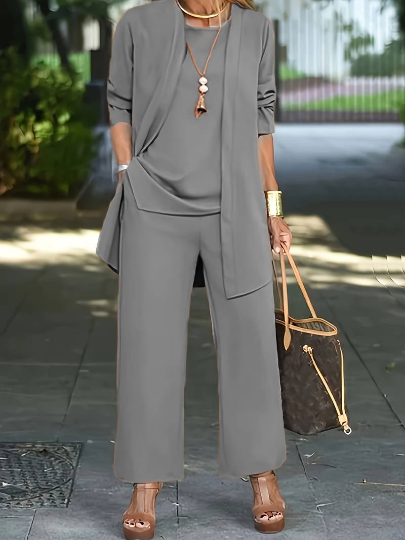 Lavender | Women’s Lavender Three-Piece Set with Round Neck