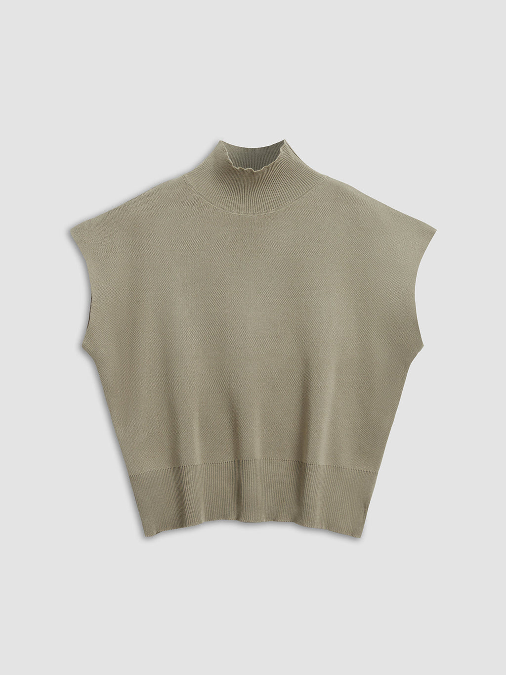 Mona | Women’s Mock Neck Knit Vest with Cap-Sleeve