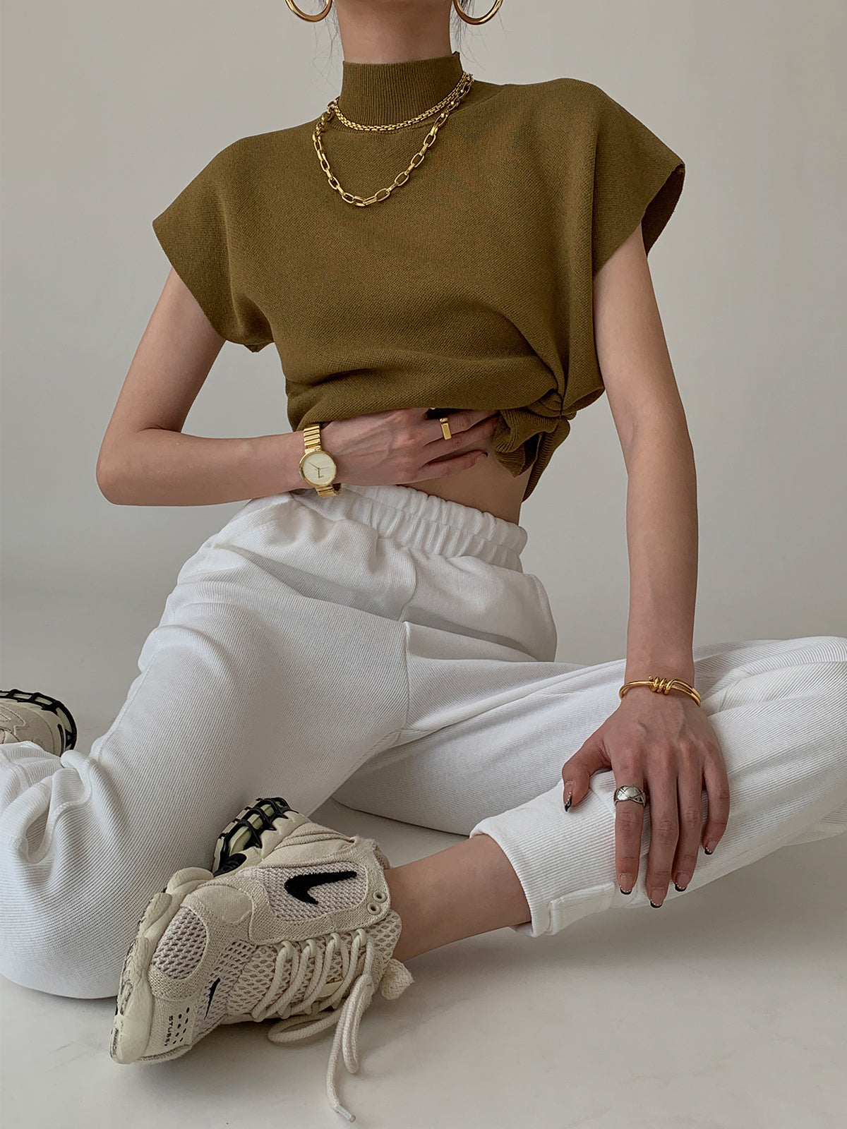 Mona | Women’s Mock Neck Knit Vest with Cap-Sleeve