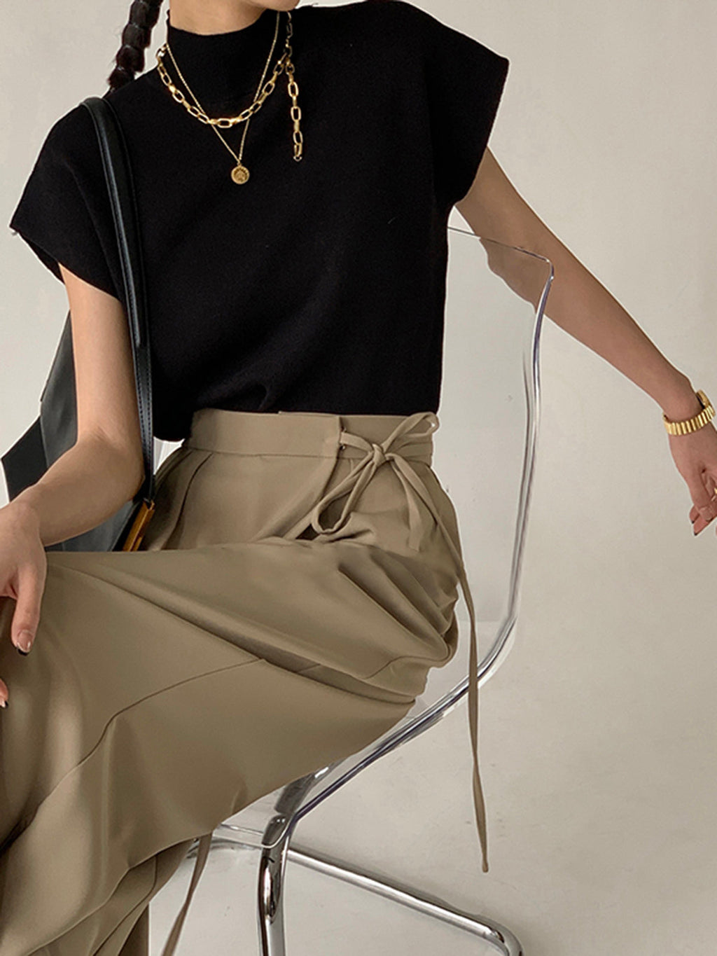 Mona | Women’s Mock Neck Knit Vest with Cap-Sleeve