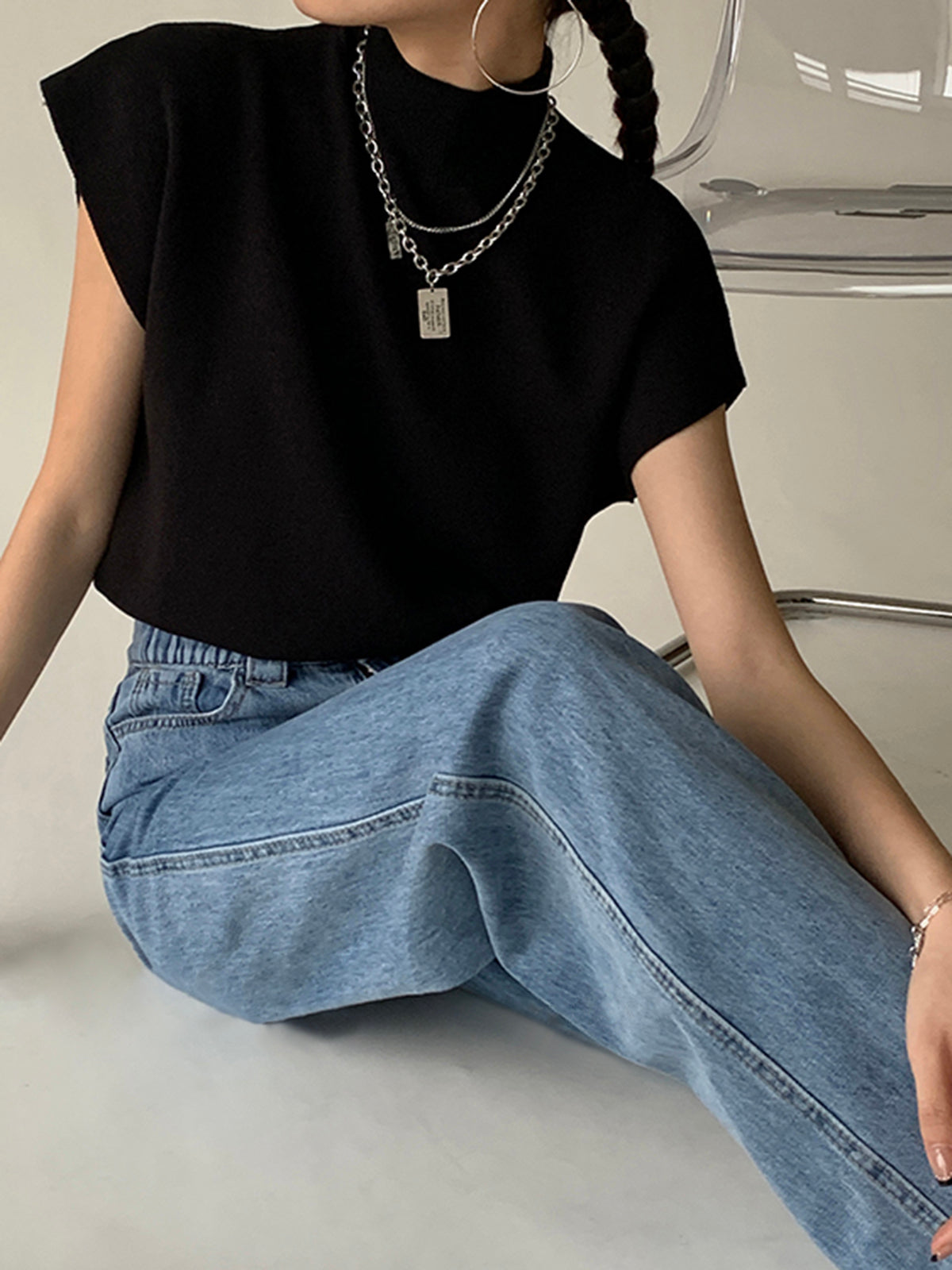 Mona | Women’s Mock Neck Knit Vest with Cap-Sleeve