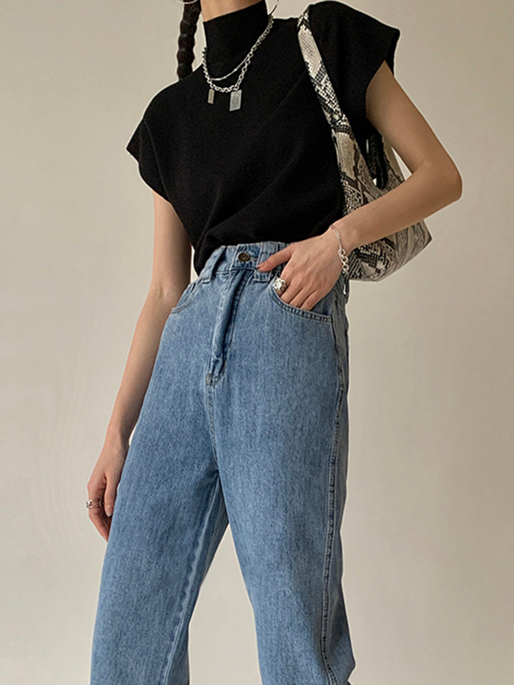 Mona | Women’s Mock Neck Knit Vest with Cap-Sleeve