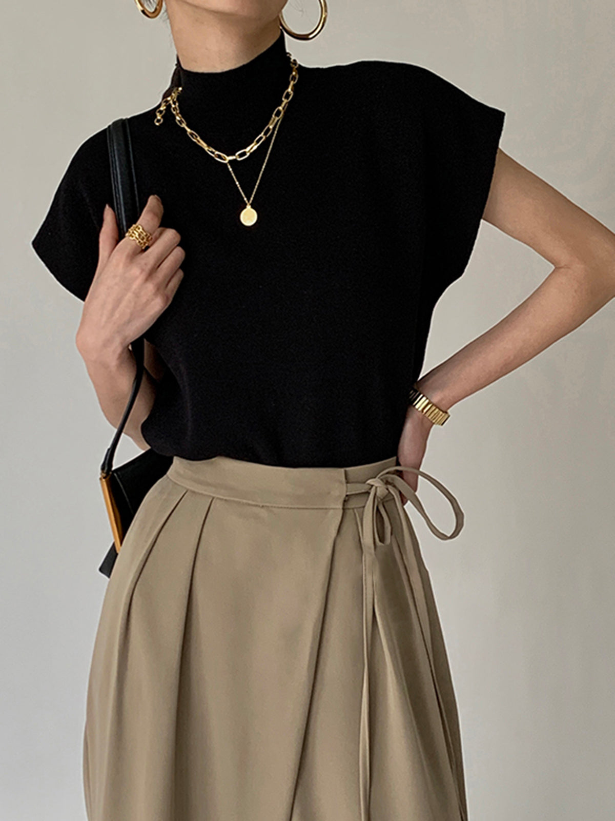 Mona | Women’s Mock Neck Knit Vest with Cap-Sleeve