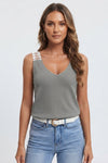 Lily Harris | Waffle Knit Lace-Trim Tank Top For Women