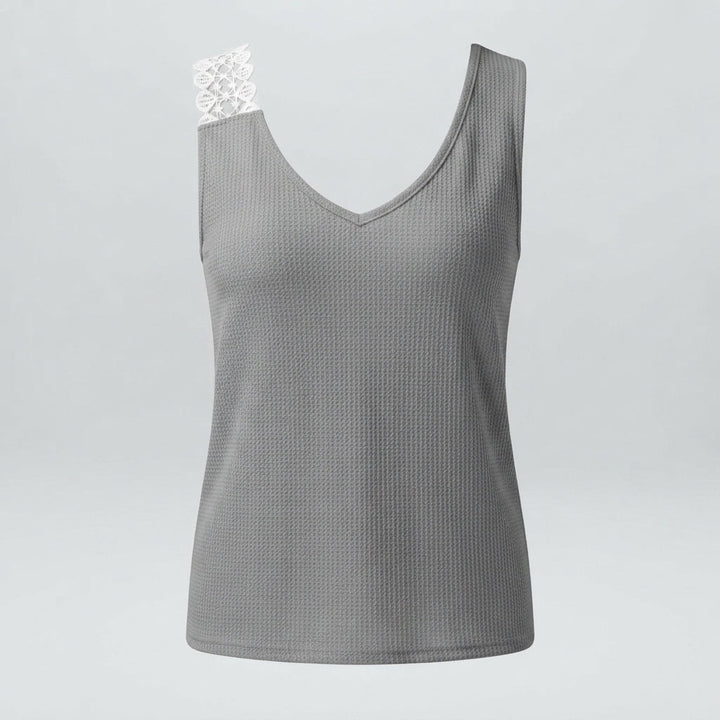 Lily Harris | Waffle Knit Lace-Trim Tank Top For Women