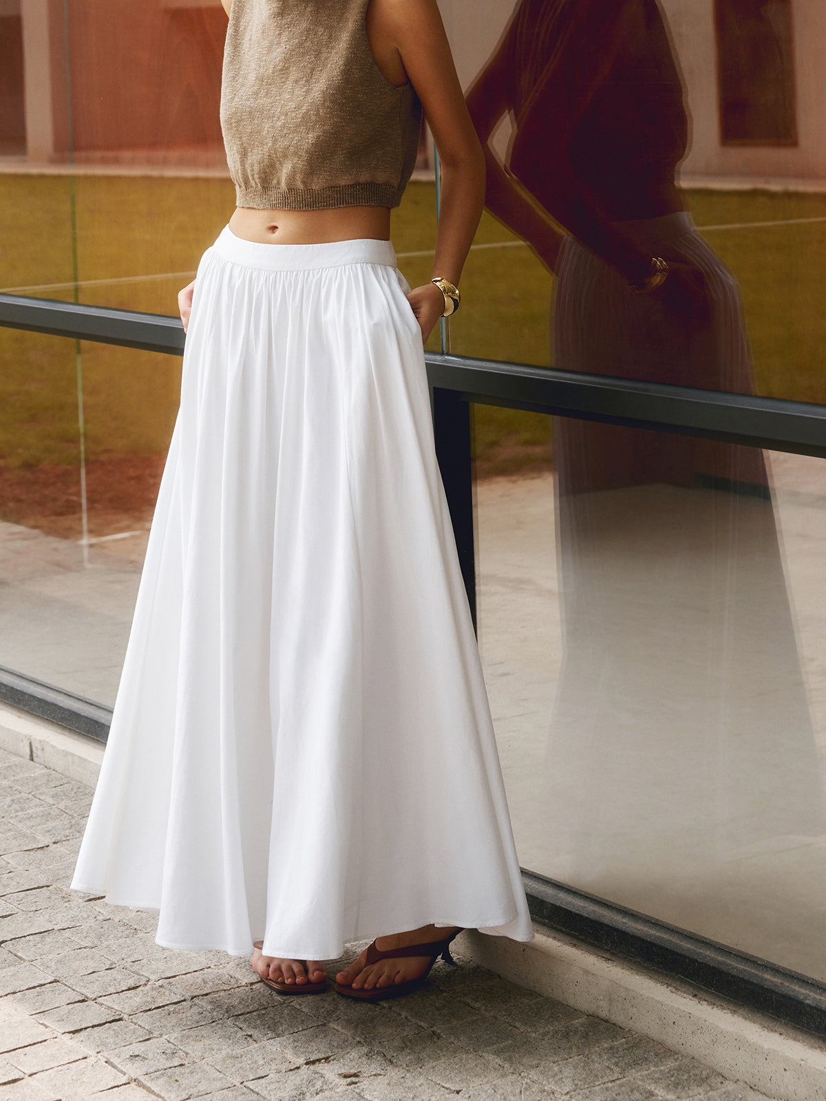 Nora | Women’s High Waist Maxi Skirt with Pleats