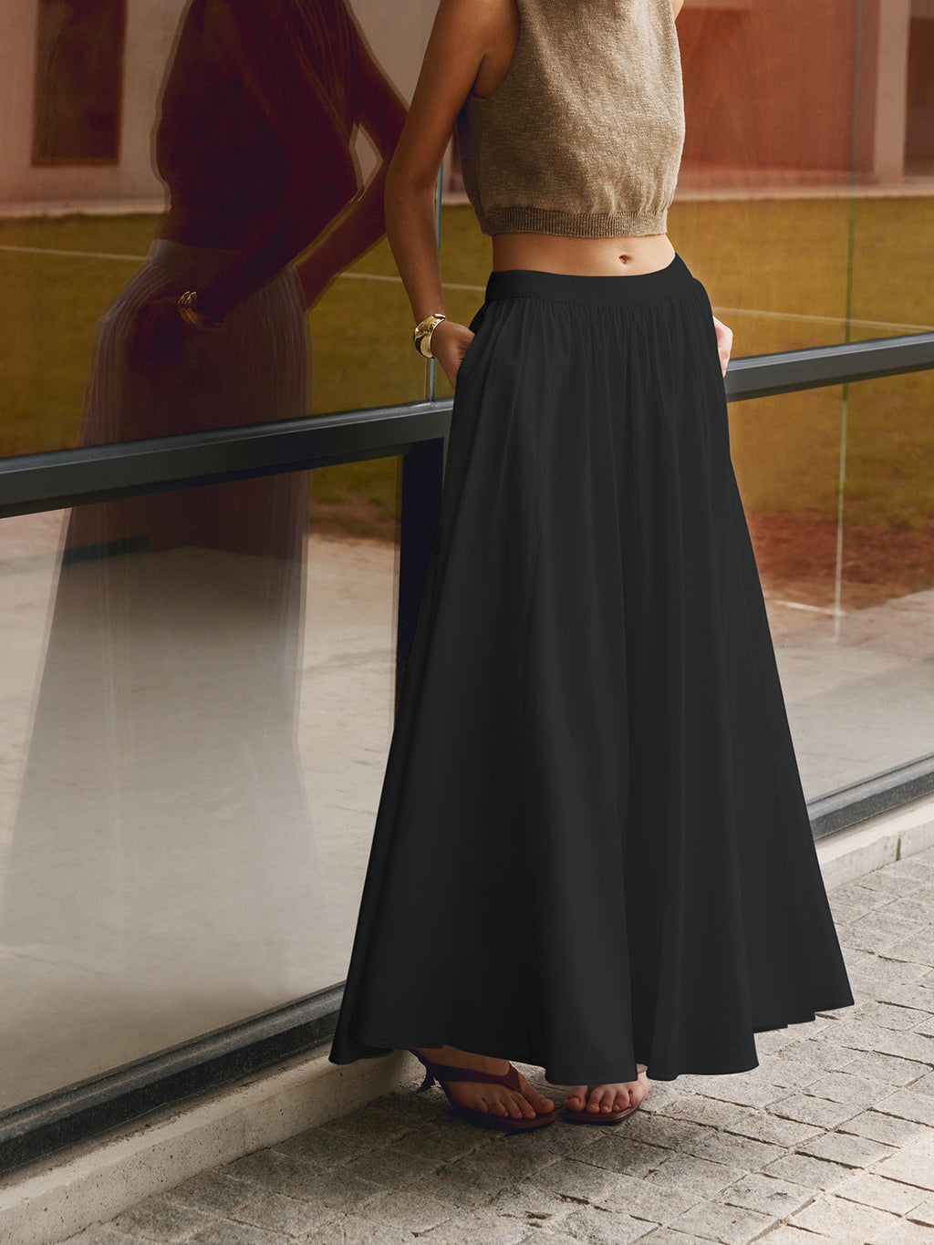 Nora | Women’s High Waist Maxi Skirt with Pleats