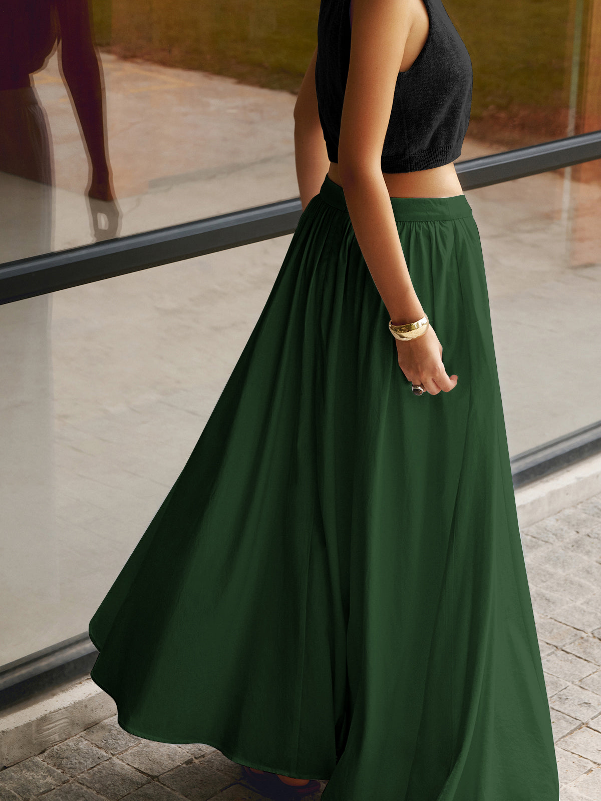 Nora | Women’s High Waist Maxi Skirt with Pleats
